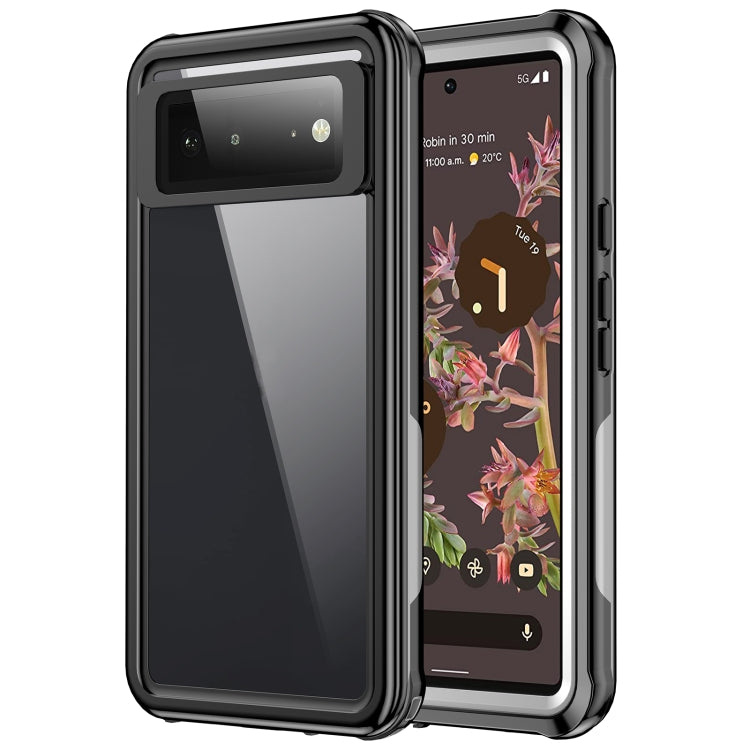 For Google Pixel 6 Life Waterproof Dustproof Shockproof Transparent Acrylic Protective Phone Case(Black)