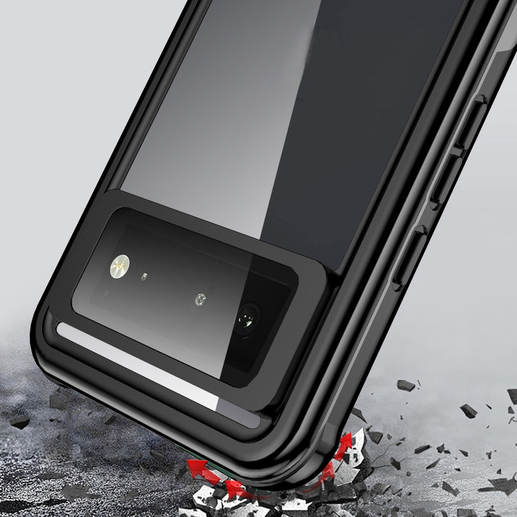 For Google Pixel 6 Life Waterproof Dustproof Shockproof Transparent Acrylic Protective Phone Case(Black)