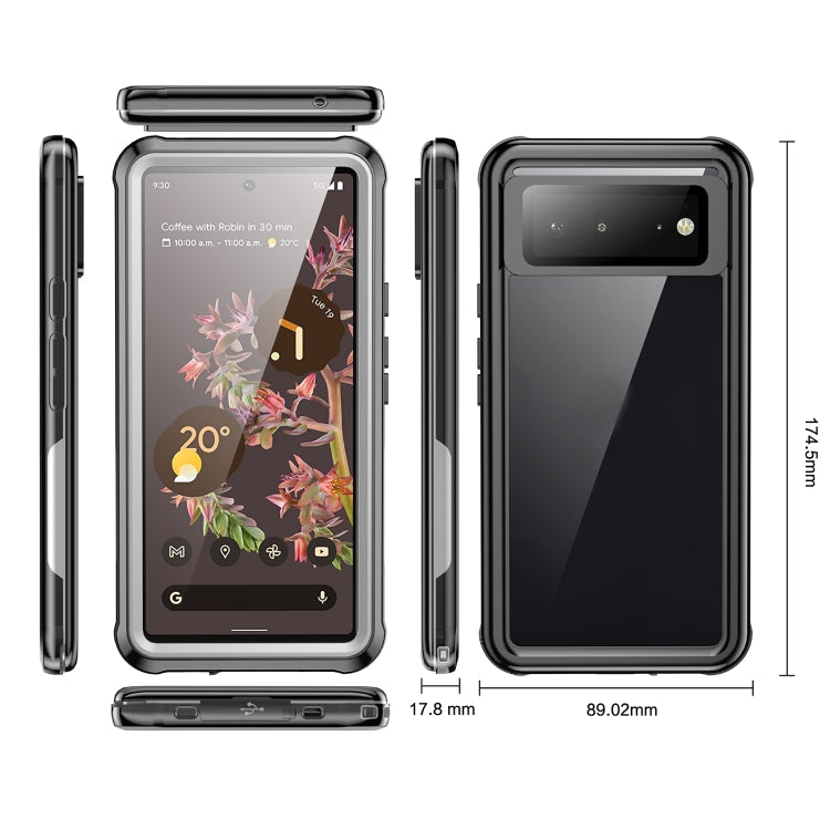 For Google Pixel 6 Life Waterproof Dustproof Shockproof Transparent Acrylic Protective Phone Case(Black)
