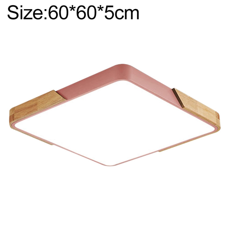 Wood Macaron LED Square Ceiling Lamp, 3-Colors Light, Size:60cm