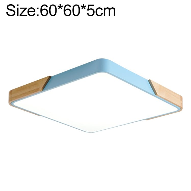 Wood Macaron LED Square Ceiling Lamp, 3-Colors Light, Size:60cm