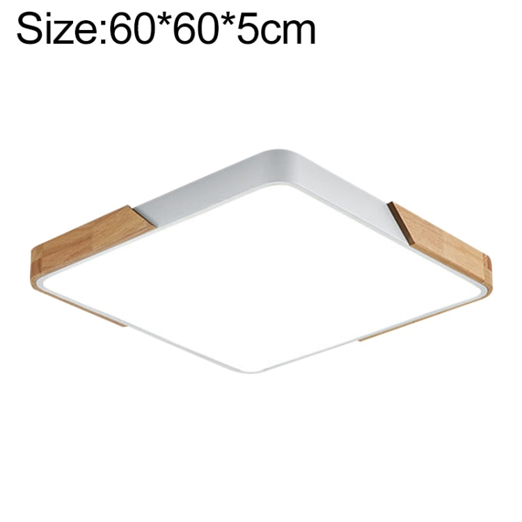 Wood Macaron LED Square Ceiling Lamp, 3-Colors Light, Size:60cm