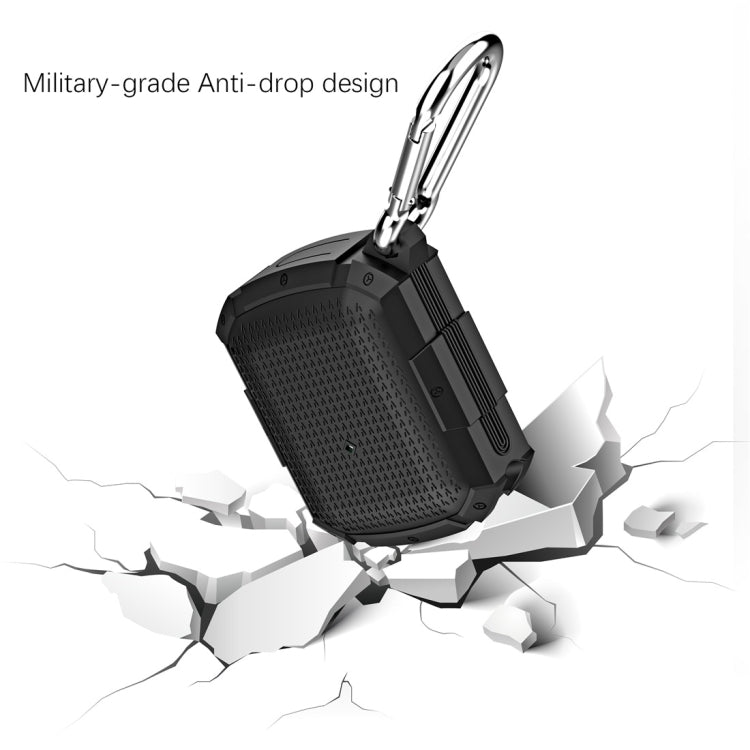 For AirPods 1 / 2 Shield Armor Waterproof Wireless Earphone Protective Case with Carabiner
