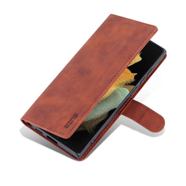 For Samsung Galaxy S22 Ultra 5G AZNS Skin Feel Calf Texture Horizontal Flip Leather Phone Case