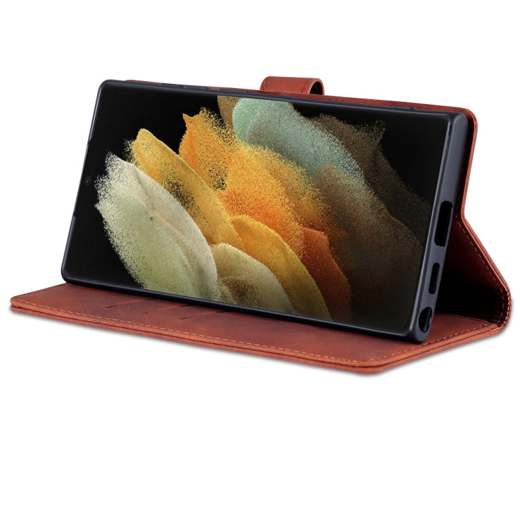 For Samsung Galaxy S22 Ultra 5G AZNS Skin Feel Calf Texture Horizontal Flip Leather Phone Case