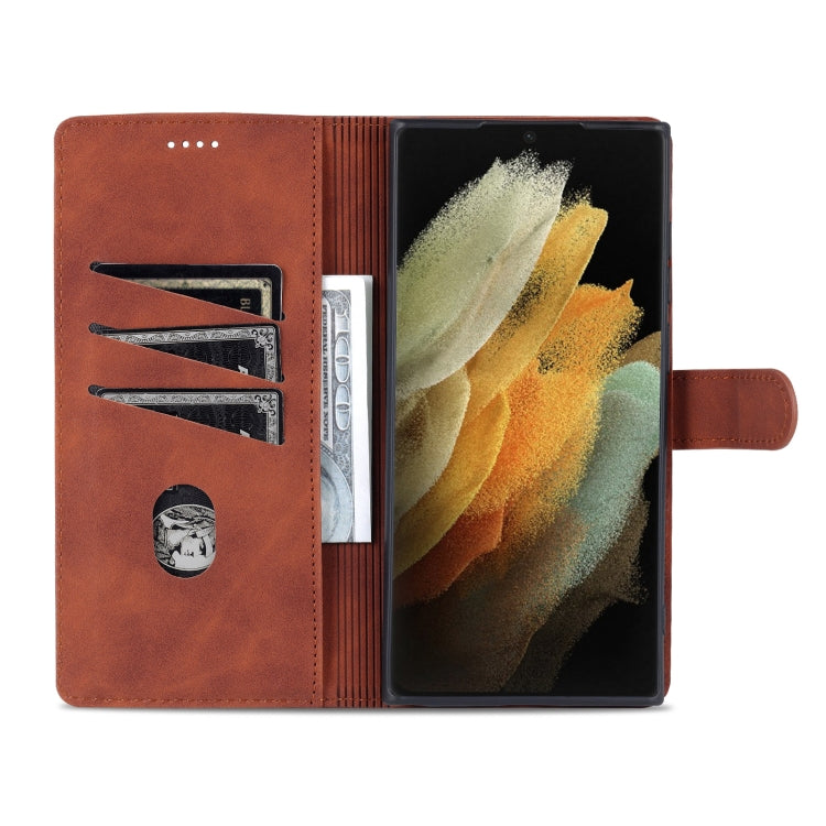 For Samsung Galaxy S22 Ultra 5G AZNS Skin Feel Calf Texture Horizontal Flip Leather Phone Case