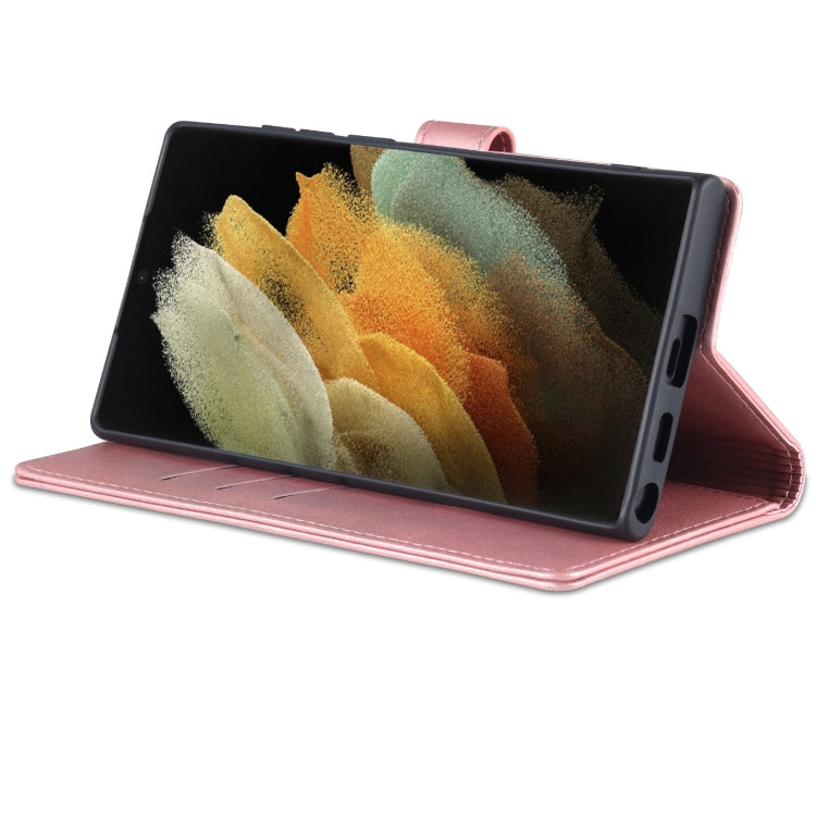 For Samsung Galaxy S22 Ultra 5G AZNS Skin Feel Calf Texture Horizontal Flip Leather Phone Case