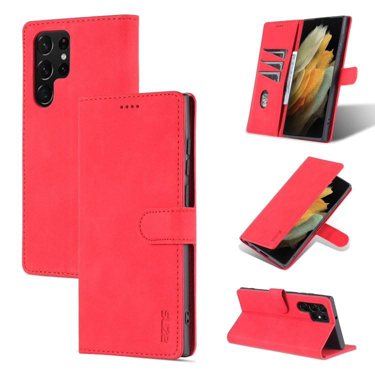For Samsung Galaxy S22 Ultra 5G AZNS Skin Feel Calf Texture Horizontal Flip Leather Phone Case