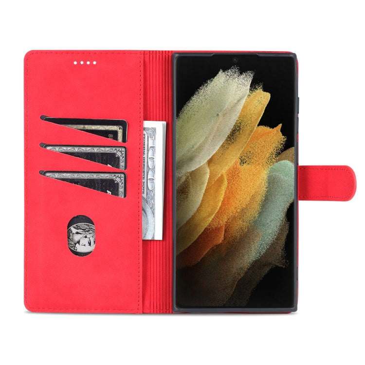 For Samsung Galaxy S22 Ultra 5G AZNS Skin Feel Calf Texture Horizontal Flip Leather Phone Case