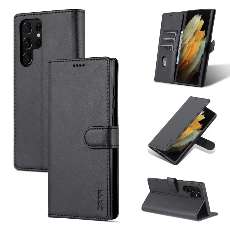 For Samsung Galaxy S22 Ultra 5G AZNS Skin Feel Calf Texture Horizontal Flip Leather Phone Case
