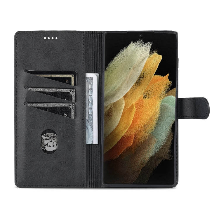 For Samsung Galaxy S22 Ultra 5G AZNS Skin Feel Calf Texture Horizontal Flip Leather Phone Case