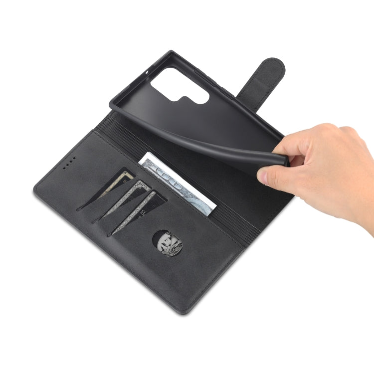 For Samsung Galaxy S22 Ultra 5G AZNS Skin Feel Calf Texture Horizontal Flip Leather Phone Case