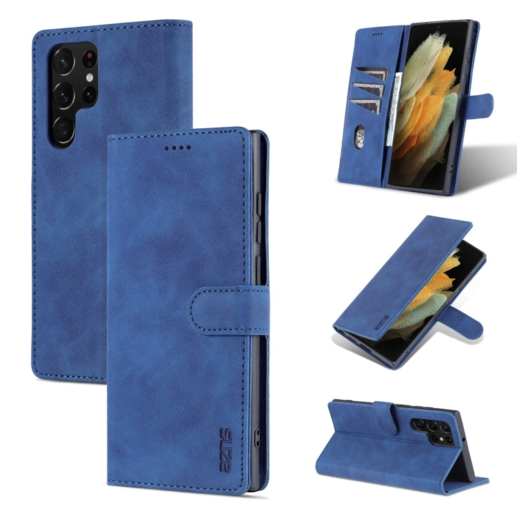 For Samsung Galaxy S22 Ultra 5G AZNS Skin Feel Calf Texture Horizontal Flip Leather Phone Case
