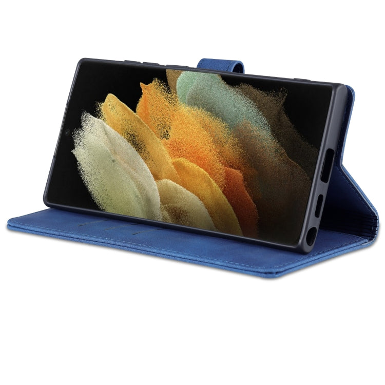 For Samsung Galaxy S22 Ultra 5G AZNS Skin Feel Calf Texture Horizontal Flip Leather Phone Case