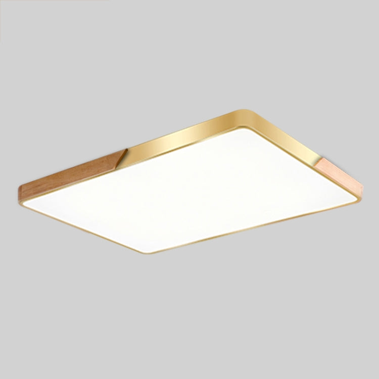 Wood Macaron LED Rectangle Ceiling Lamp, Stepless Dimming, Size:88x62cm