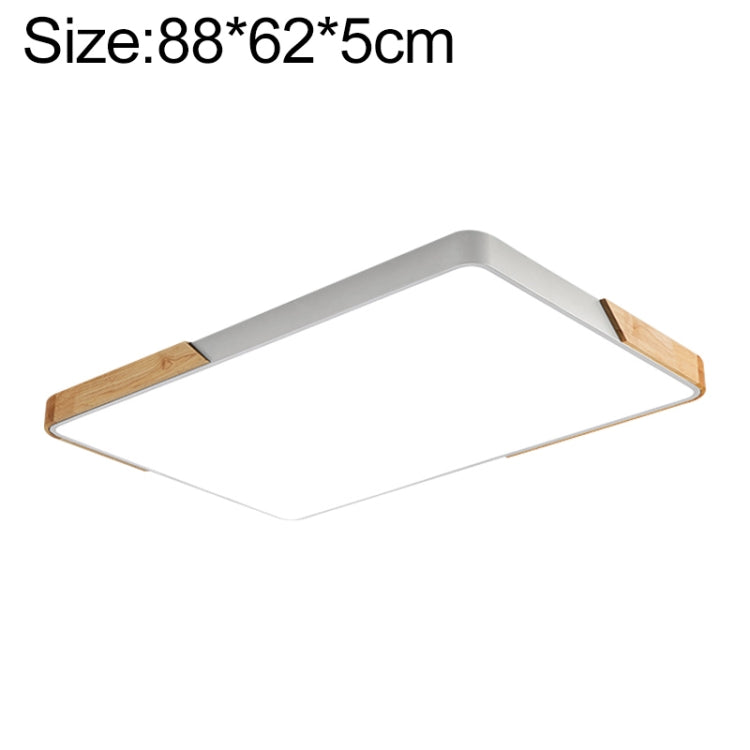 Wood Macaron LED Rectangle Ceiling Lamp, Stepless Dimming, Size:88x62cm