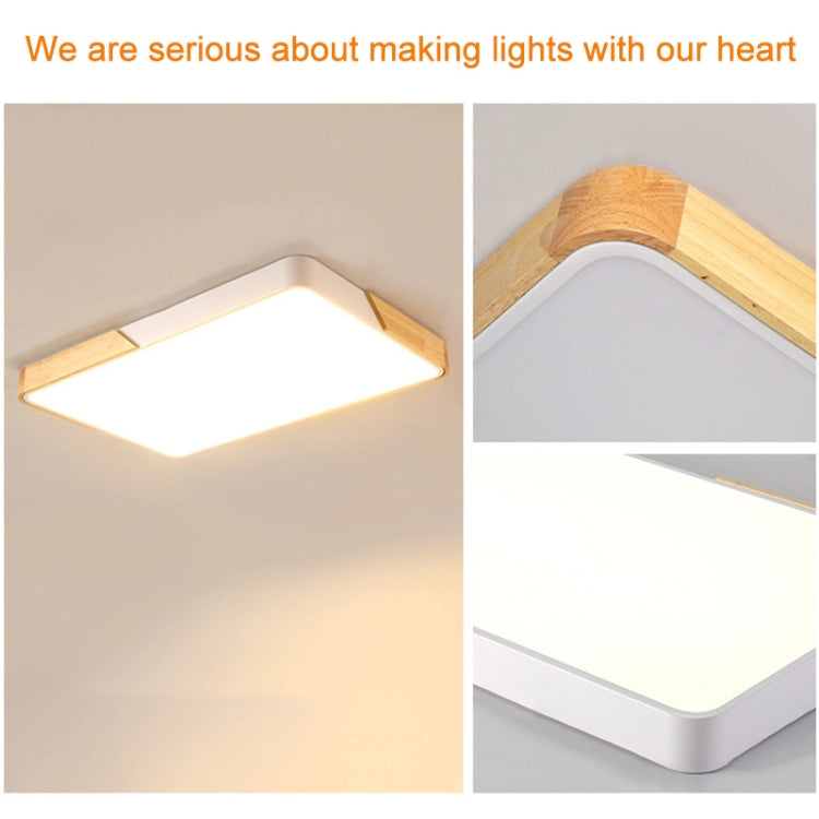 Wood Macaron LED Rectangle Ceiling Lamp, Stepless Dimming, Size:88x62cm
