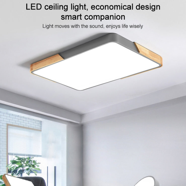 Wood Macaron LED Rectangle Ceiling Lamp, Stepless Dimming, Size:88x62cm