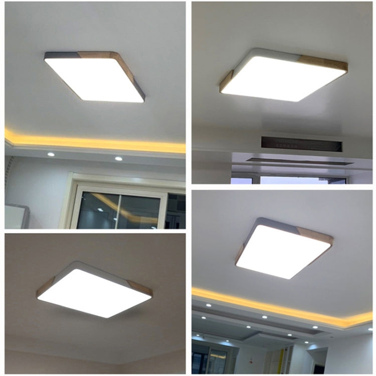 Wood Macaron LED Rectangle Ceiling Lamp, Stepless Dimming, Size:88x62cm