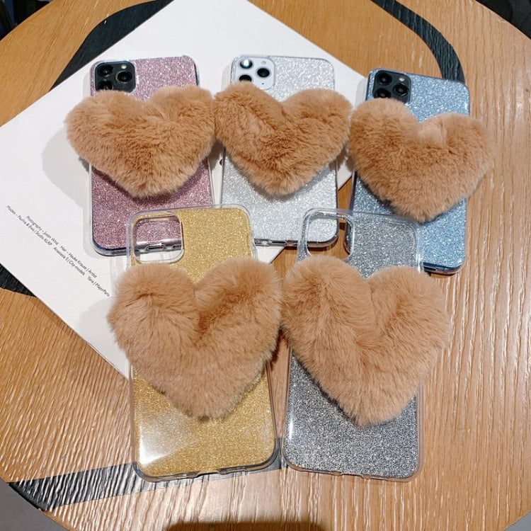 For iPhone 11 Pro Max Big Love Glitter Powder TPU Case