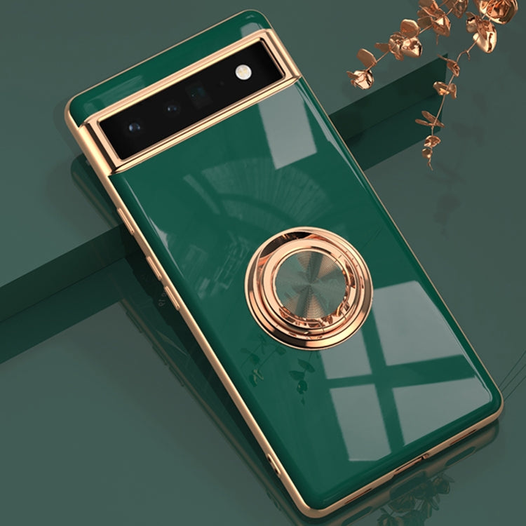 For Google Pixel 6a 6D Electroplating Silicone Holder Phone Case