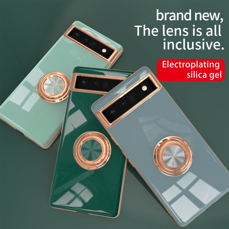 For Google Pixel 6a 6D Electroplating Silicone Holder Phone Case