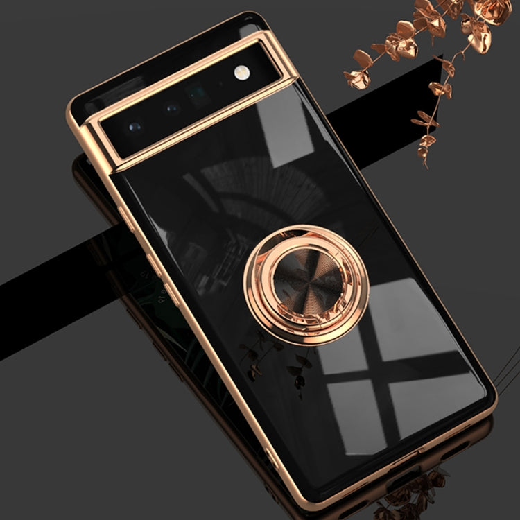 For Google Pixel 6a 6D Electroplating Silicone Holder Phone Case