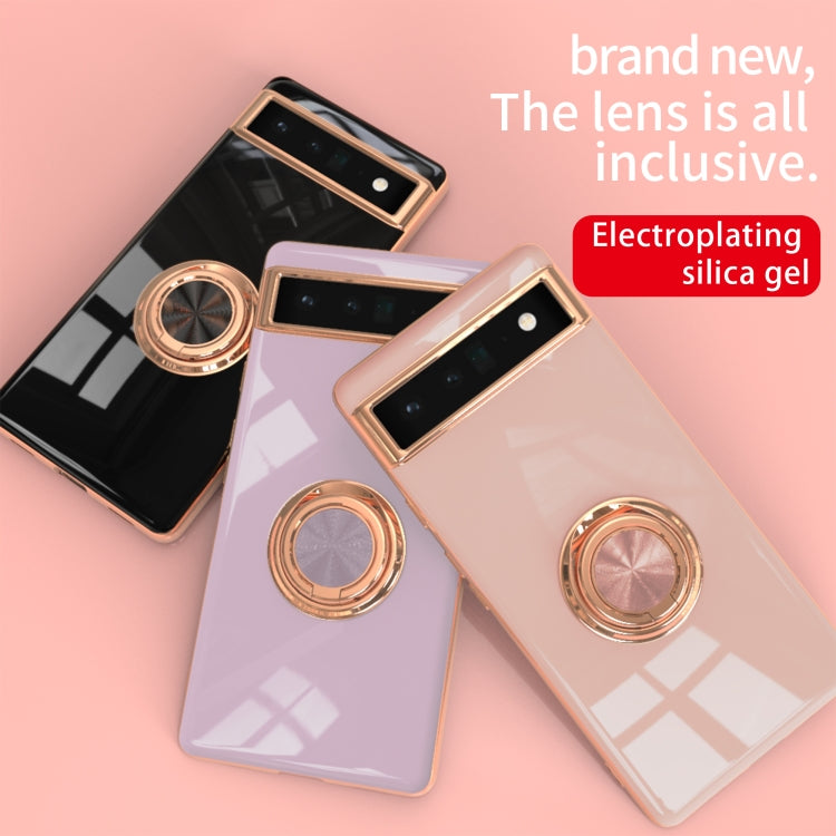 For Google Pixel 6a 6D Electroplating Silicone Holder Phone Case