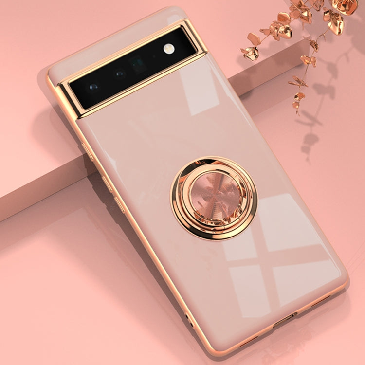 For Google Pixel 6a 6D Electroplating Silicone Holder Phone Case