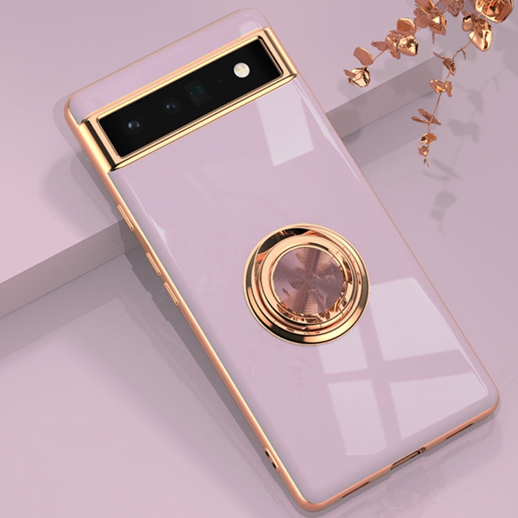 For Google Pixel 6a 6D Electroplating Silicone Holder Phone Case