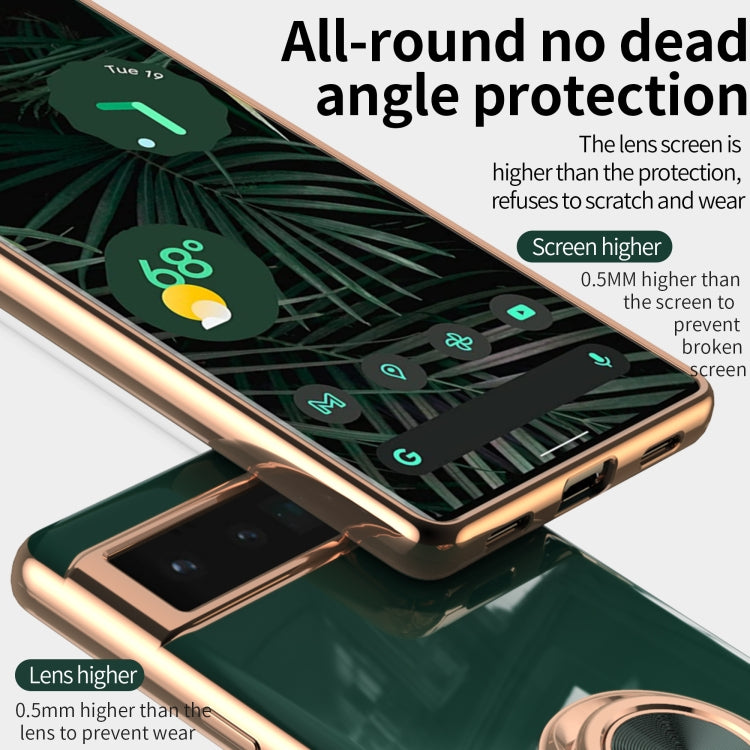For Google Pixel 6a 6D Electroplating Silicone Holder Phone Case