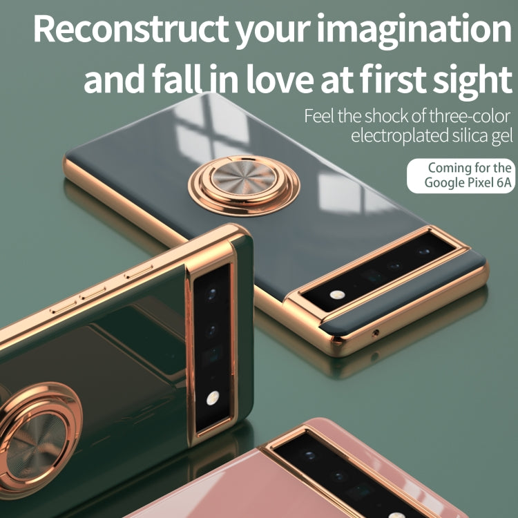 For Google Pixel 6a 6D Electroplating Silicone Holder Phone Case