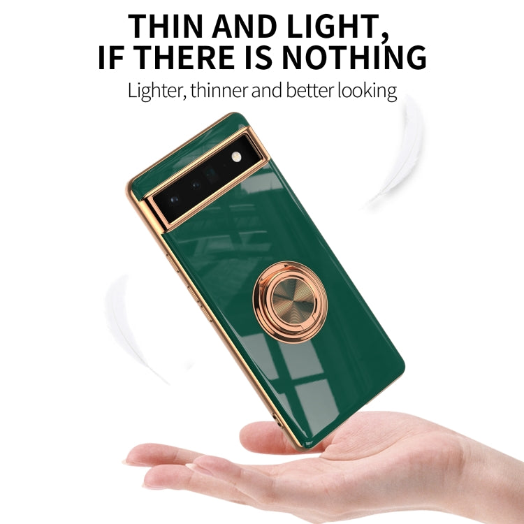 For Google Pixel 6a 6D Electroplating Silicone Holder Phone Case