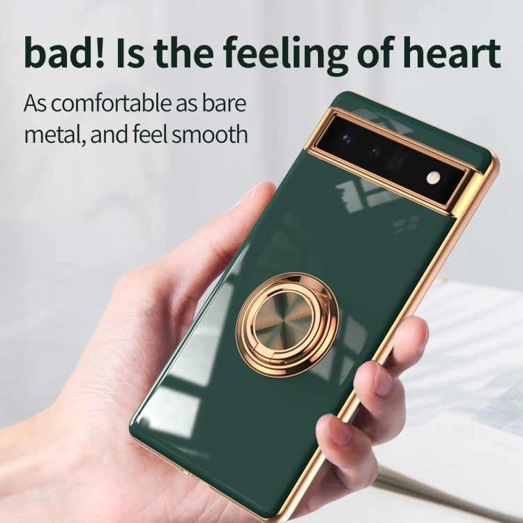 For Google Pixel 6a 6D Electroplating Silicone Holder Phone Case