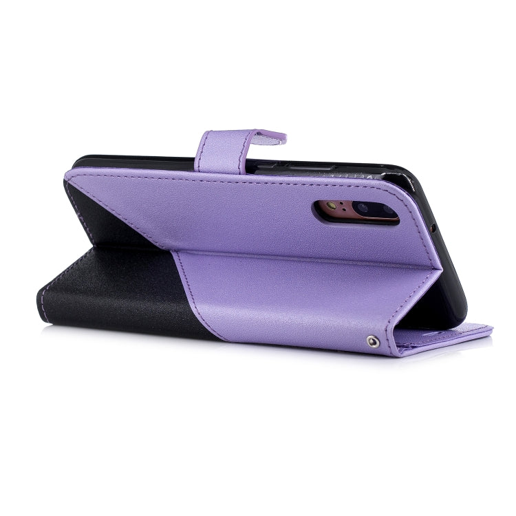 For Huawei P20 Matching Color Frosted Texture Horizontal Flip PU Leather Case with Holder & Card Slots & Lanyard