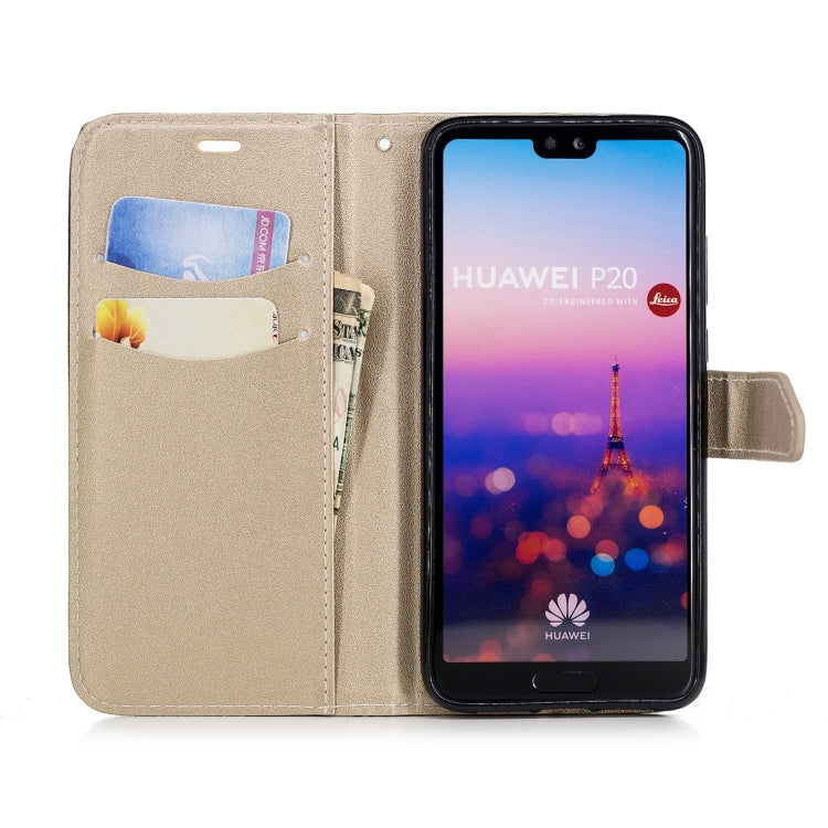 For Huawei P20 Matching Color Frosted Texture Horizontal Flip PU Leather Case with Holder & Card Slots & Lanyard