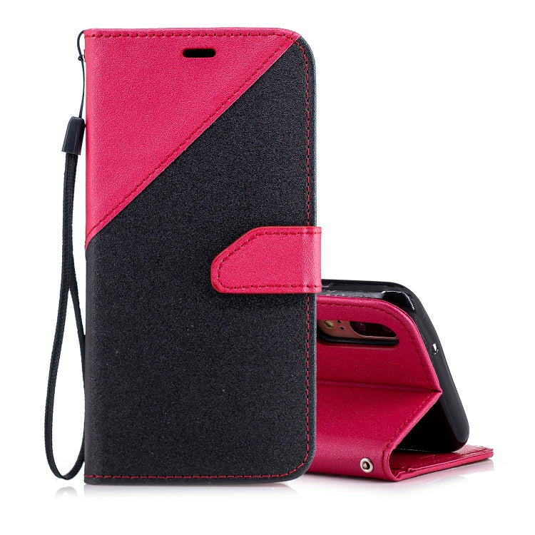 For Huawei P20 Matching Color Frosted Texture Horizontal Flip PU Leather Case with Holder & Card Slots & Lanyard