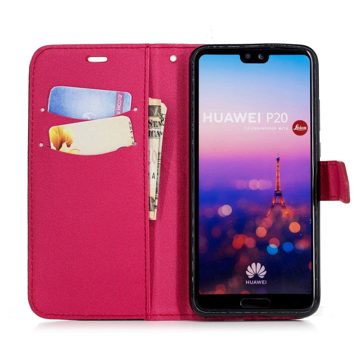 For Huawei P20 Matching Color Frosted Texture Horizontal Flip PU Leather Case with Holder & Card Slots & Lanyard