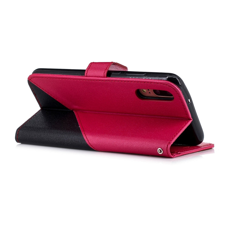 For Huawei P20 Matching Color Frosted Texture Horizontal Flip PU Leather Case with Holder & Card Slots & Lanyard