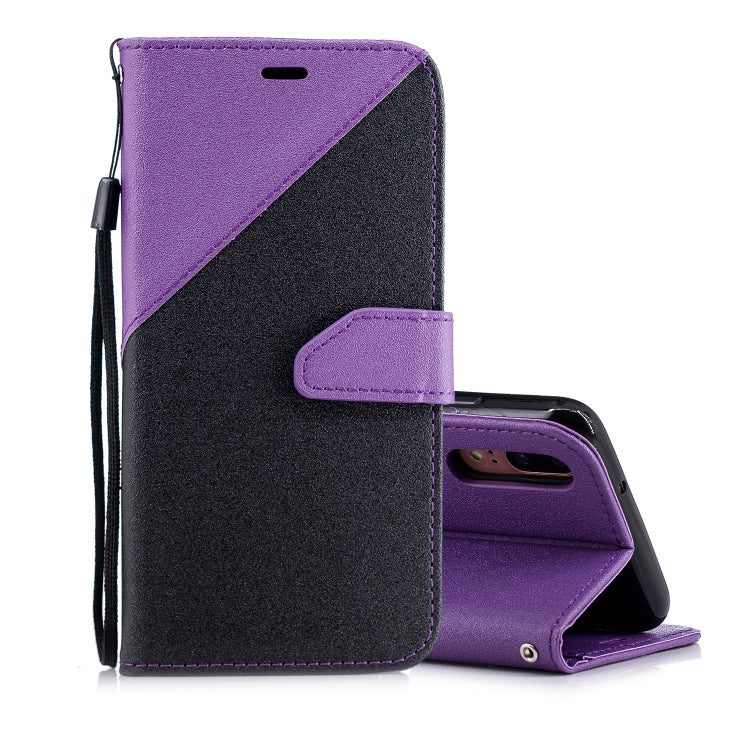 For Huawei P20 Matching Color Frosted Texture Horizontal Flip PU Leather Case with Holder & Card Slots & Lanyard