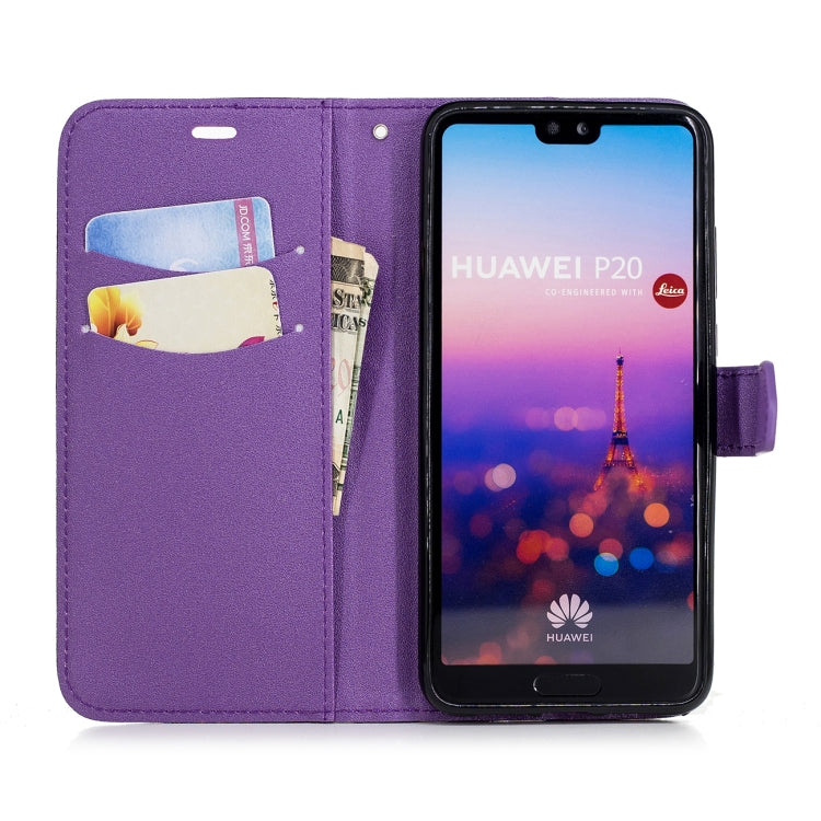 For Huawei P20 Matching Color Frosted Texture Horizontal Flip PU Leather Case with Holder & Card Slots & Lanyard