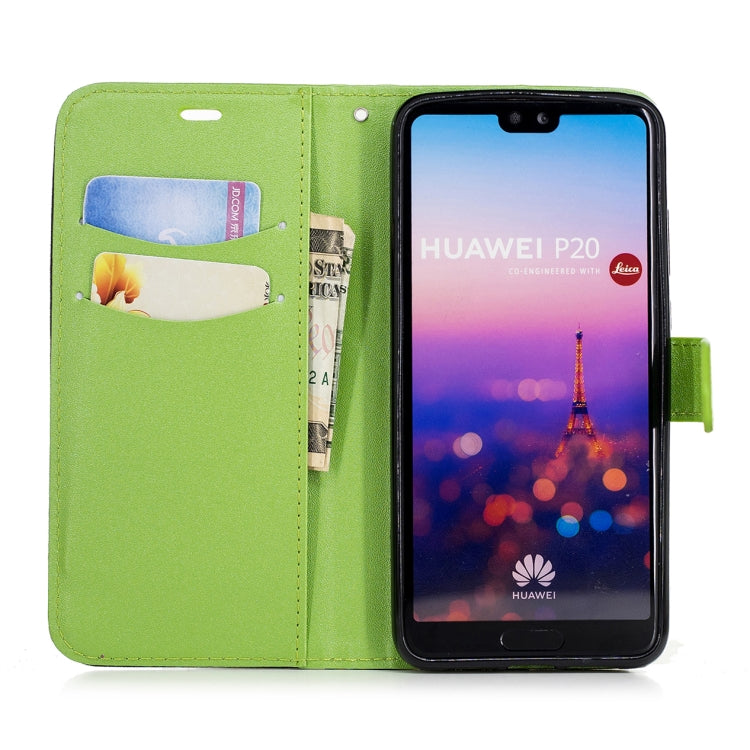 For Huawei P20 Matching Color Frosted Texture Horizontal Flip PU Leather Case with Holder & Card Slots & Lanyard