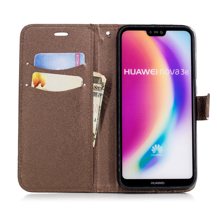 For Huawei P20 Lite Matching Color Frosted Texture Horizontal Flip PU Leather Case with Holder & Card Slots & Lanyard
