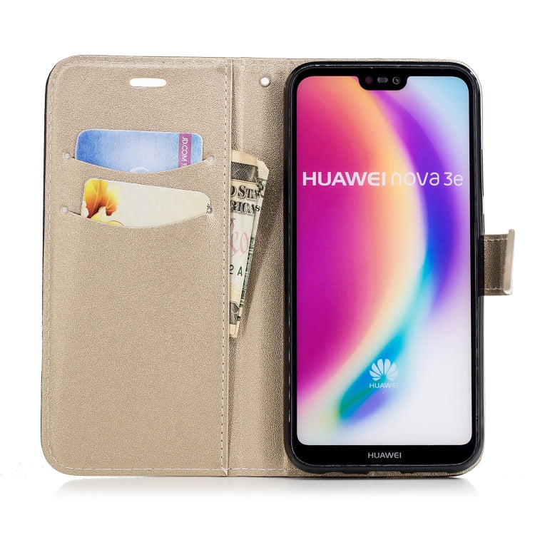 For Huawei P20 Lite Matching Color Frosted Texture Horizontal Flip PU Leather Case with Holder & Card Slots & Lanyard