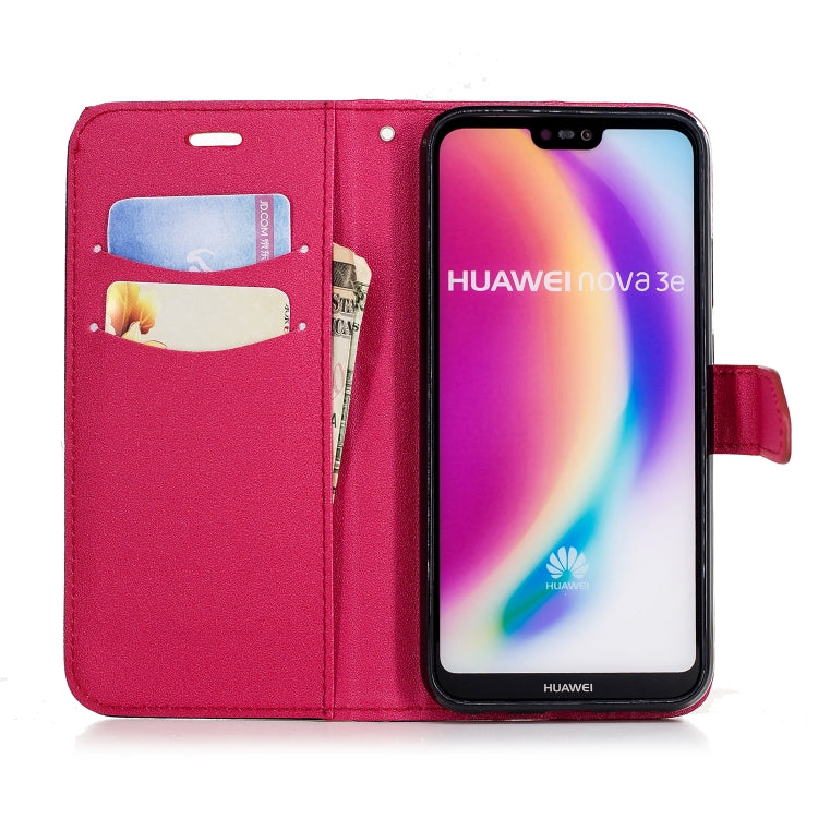 For Huawei P20 Lite Matching Color Frosted Texture Horizontal Flip PU Leather Case with Holder & Card Slots & Lanyard