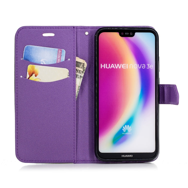 For Huawei P20 Lite Matching Color Frosted Texture Horizontal Flip PU Leather Case with Holder & Card Slots & Lanyard