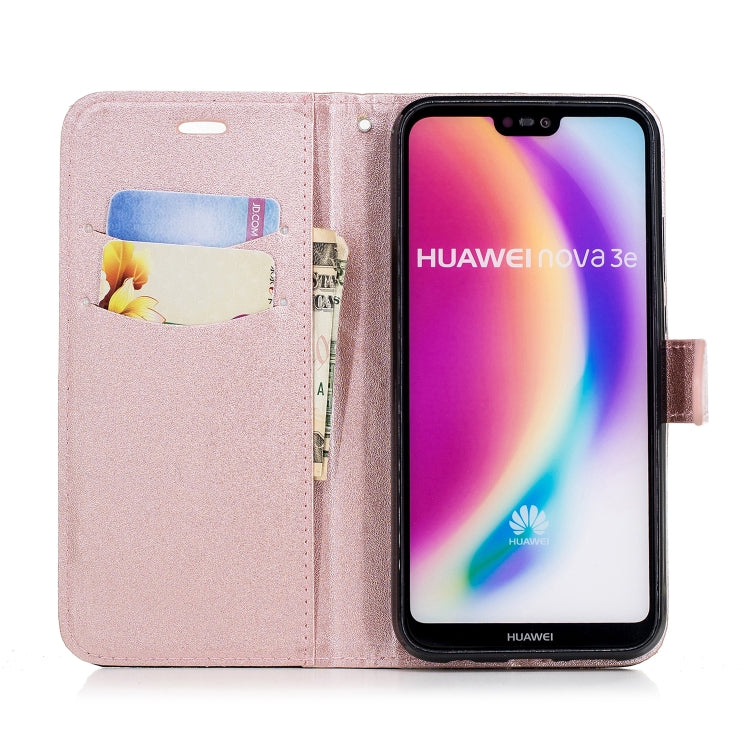 For Huawei P20 Lite Matching Color Frosted Texture Horizontal Flip PU Leather Case with Holder & Card Slots & Lanyard