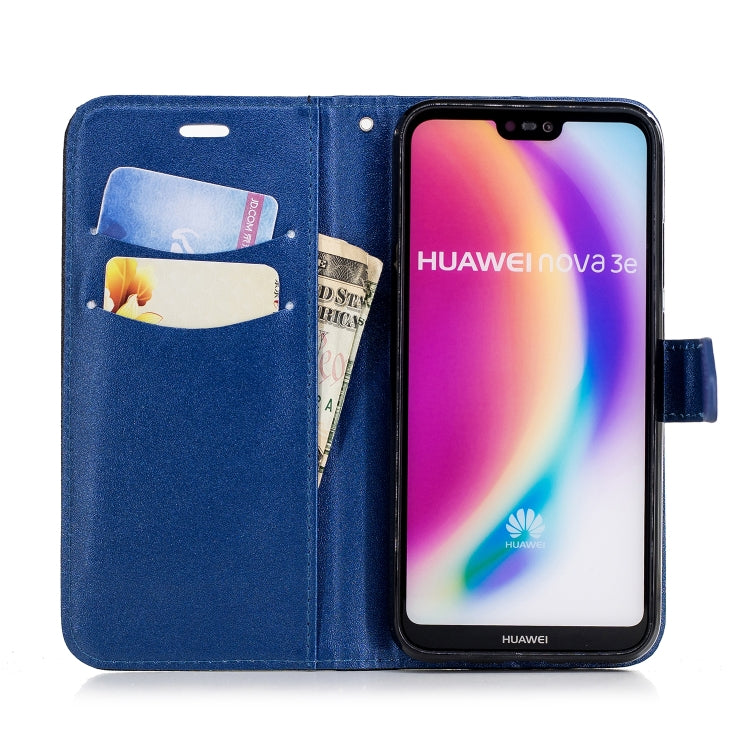 For Huawei P20 Lite Matching Color Frosted Texture Horizontal Flip PU Leather Case with Holder & Card Slots & Lanyard