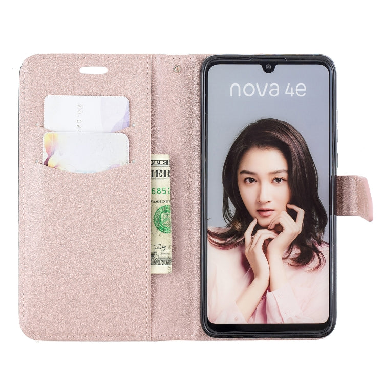 For Huawei P30 Lite Matching Color Frosted Texture Horizontal Flip PU Leather Case with Holder & Card Slots & Lanyard