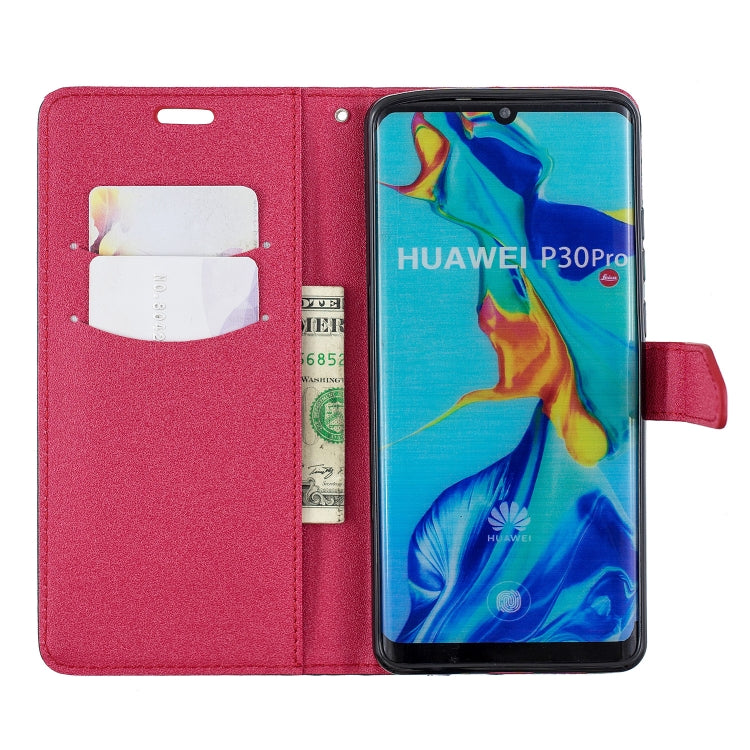 For Huawei P30 Pro Matching Color Frosted Texture Horizontal Flip PU Leather Case with Holder & Card Slots & Lanyard